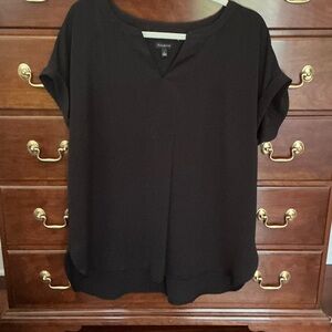Talbots Black Short-Sleeve V-Notch Blouse